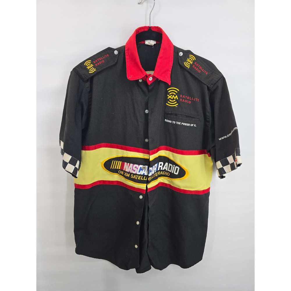 Simpson NASCAR XM Satellite Radio Crew Shirt‎ Mens Medium Black Red Embroidered